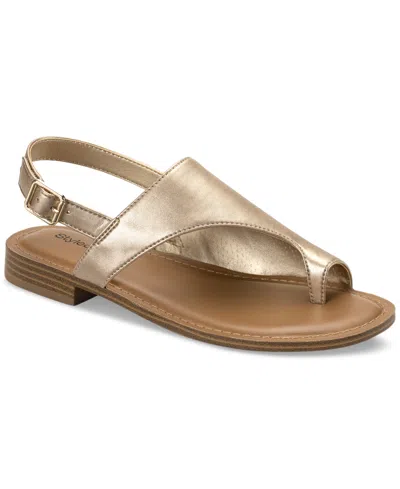 Style & Co Women's Bowiee Slingback Flat Sandals, Created For Macy's In Platino Smooth