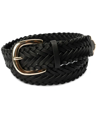 Style & Co Braided Belt With Metal Buckle In Black