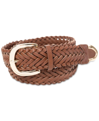 Style & Co Braided Belt With Metal Buckle In Brown