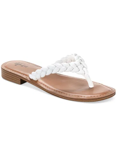 Style & Co Brandiie Womens Faux Leather Flip-flop Thong Sandals In White