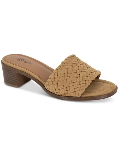 Style & Co Cassandraa Womens Woven Slip-on Slide Sandals In Brown