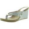 Style & Co Cassiee Womens Open Back Manmade Wedge Sandals In Silver