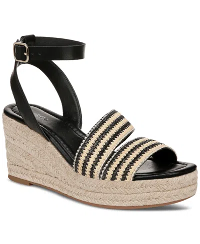 Style & Co Women's Cecilliaa Strappy Woven Wedge Sandals, Created For Macy's In Black,natural Crochet