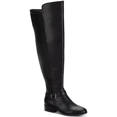 Style & Co Charlaa Bootie Women Black Faux Leather Over-the-knee Boots Lion482