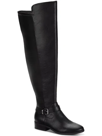 Style & Co Charlaa Womens Faux Leather Buckle Over-the-knee Boots In Black