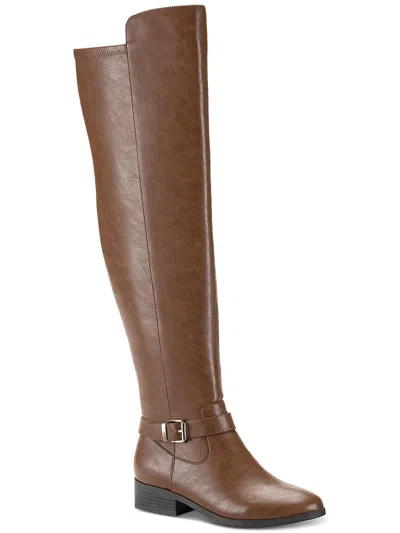Style & Co Women's Charlaa Buckled Over-the-knee Boots, Created For Macy's In Cognac Smooth