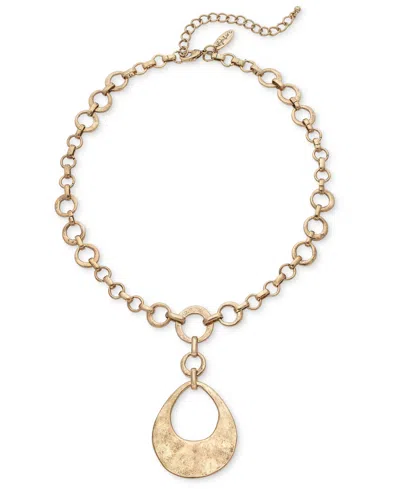 Style & Co Circle Link Pendant Choker Necklace, 17-1/4" + 3" Extender, Created For Macy's In Gold