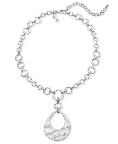 Style & Co Circle Link Pendant Choker Necklace, 17-1/4" + 3" Extender, Created For Macy's In Silver