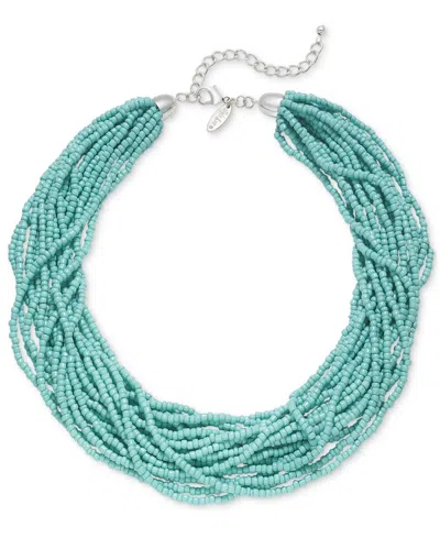 Style & Co Color Seed Bead Torsade Statement Necklace, 18" + 2" Extender, Created For Macy's In Blue