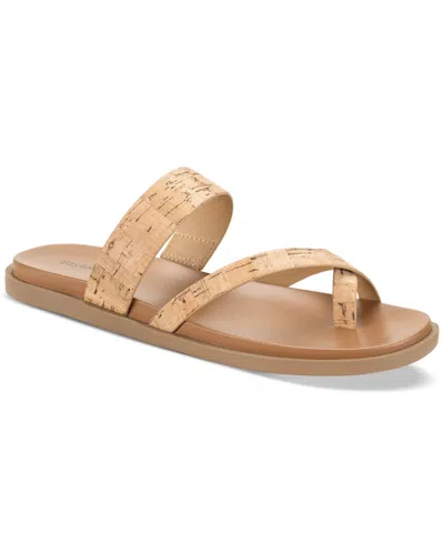 Style & Co Women's Cordeliaa Slip On Strappy Flat Sandals, Created For Macy's In Cork