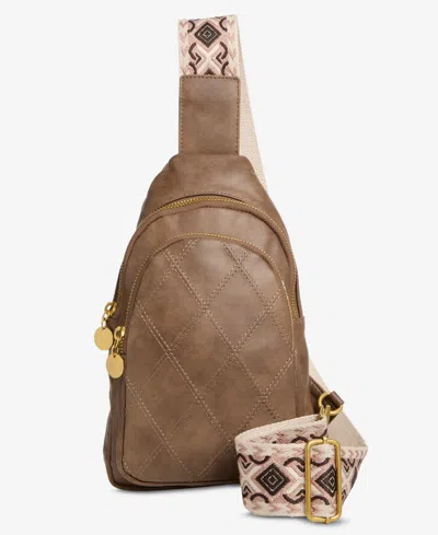 Style & Co Diamond Quilted Sling Bag, Macy's Exclusive In Brown
