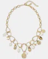 Style & Co Disc & Imitation Pearl Statement Necklace, 18" + 3" Extender, Macy's Exclusive In Gold