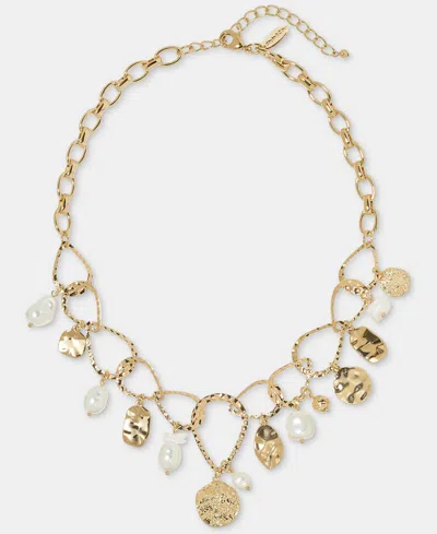 Style & Co Disc & Imitation Pearl Statement Necklace, 18" + 3" Extender, Macy's Exclusive In Gold