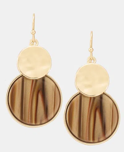 Style & Co Disc & Stone Inlay Drop Earrings, Macy's Exclusive In Brown
