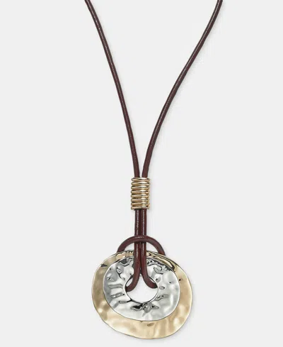 Style & Co Disc Rope Pendant Necklace, 36" + 3" Extender, Macy's Exclusive In Silver