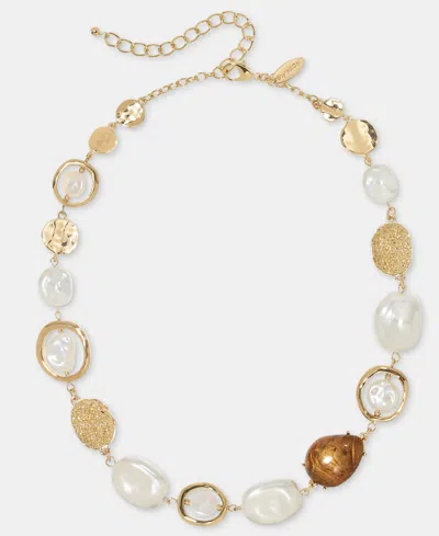 Style & Co Disc, Stone & Imitation Pearl All-around Collar Necklace, 18" + 3" Extender, Macy's Exclusive In White