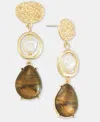 Style & Co Disc, Stone & Imitation Pearl Triple Drop Earrings, Macy's Exclusive In White