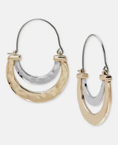 Style & Co Double-row Half Hoop Earrings, Macy's Exclusive In Two Tone
