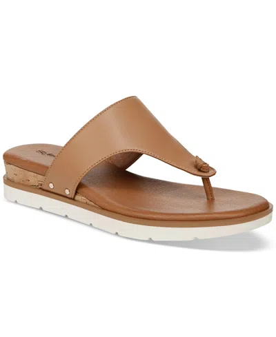 Style & Co Women's Emmaa Thong Flat Sandals, Created For Macy's In Tan Smooth