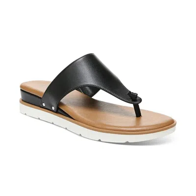 Style & Co Emmaa Womens Faux Leather Thong Flat Sandals In Black