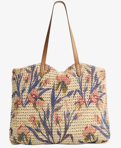 Style & Co Extra-large Printed Straw Floral Tote, Exclusively At Macy's In Lyra Blooms