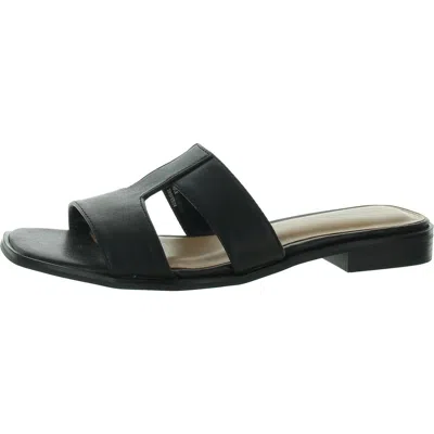 Style & Co Gabbyy Womens Faux Leather Slip-on Slide Sandals In Black