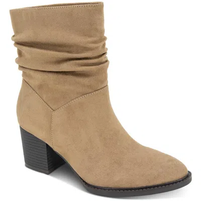 Style & Co Genovia Womens Faux Suede Pull On Ankle Boots In Taupe Mc