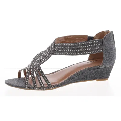 Style & Co Ginifur Womens Slip On Zip Up Wedge Sandals In Silver