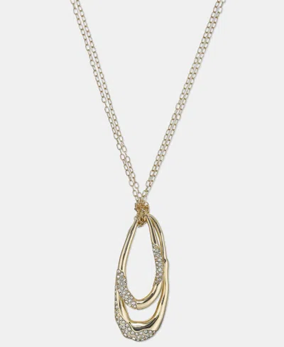 Style & Co Glass Crystal Long Double Drop Pendant Necklace, Macy's Exclusive In Neutral