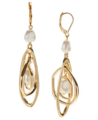 Style & Co Gold-tone Baroque Imitation Pearl Orbital Chandelier Earrings, Exclusively At Macy's