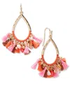 Style & Co Gold-tone Bead & Tassel Drop Earrings, Created For Macy's In Red