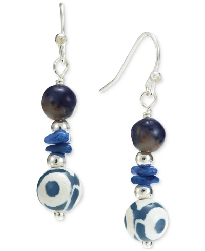 Style & Co Gold-tone Beaded Drop Earrings, Created For Macy's In Blue