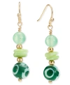 STYLE & CO GOLD-TONE BEADED DROP EARRINGS, CREATED FOR MACY'S