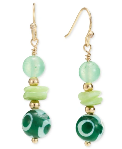 Style & Co Gold-tone Beaded Drop Earrings, Created For Macy's In Green