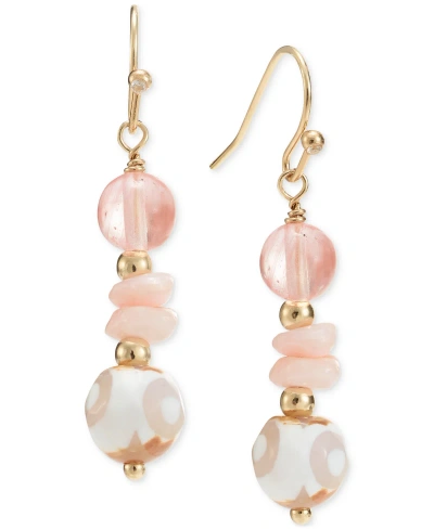 Style & Co Gold-tone Beaded Drop Earrings, Created For Macy's In Pink
