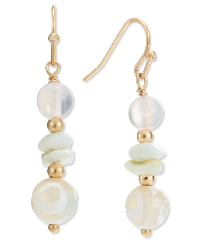 Style & Co Gold-tone Beaded Drop Earrings, Created For Macy's In White