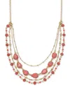 STYLE & CO GOLD-TONE COLOR STONE & BEAD LAYERED STRAND NECKLACE, 17" + 3" EXTENDER, CREATED FOR MACY'S