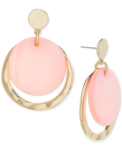 Style & Co Gold-tone Crescent Drop Earrings, Created For Macy's In Pink