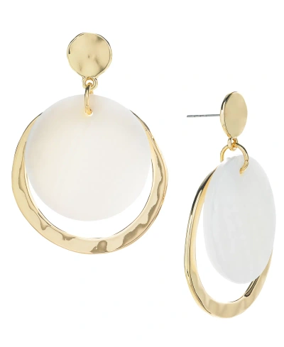 Style & Co Gold-tone Crescent Drop Earrings, Created For Macy's In White