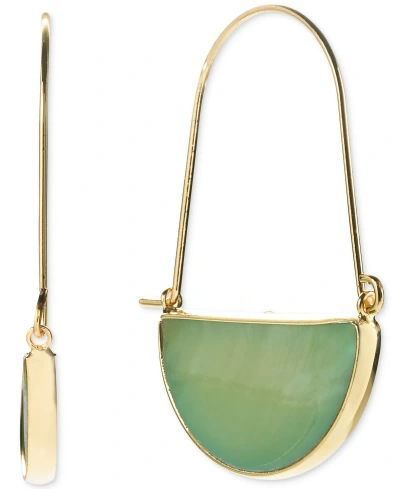 Style & Co Gold-tone Half Circle Stone Earrings, Created For Macy's In Green