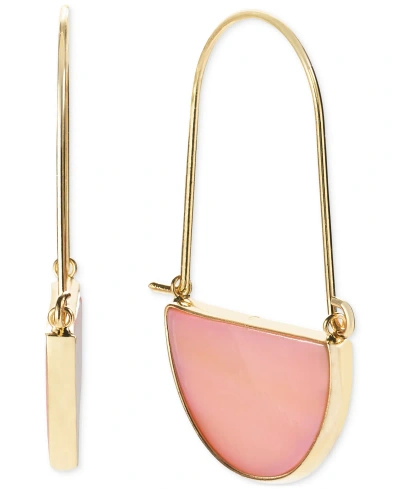 Style & Co Gold-tone Half Circle Stone Earrings, Created For Macy's In Pink