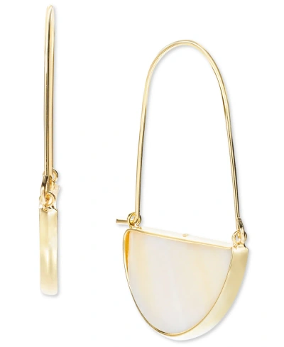 Style & Co Gold-tone Half Circle Stone Earrings, Created For Macy's In White