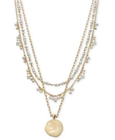 Style & Co Gold-tone Layered Pendant Necklace, 17" +3" Extender, Created For Macy's In White
