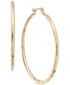 Style & Co Gold-tone Medium Hammered Hoop Earrings, 2", Exclusively At Macy's In Gold
