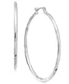 Style & Co Silver-tone Medium Hammered Hoop Earrings, 1.38", Exclusively At Macy's In Silver
