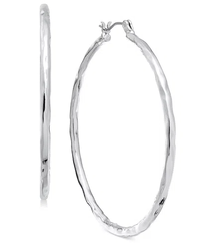 STYLE & CO GOLD-TONE MEDIUM HAMMERED HOOP EARRINGS, 2", EXCLUSIVELY AT MACY'S