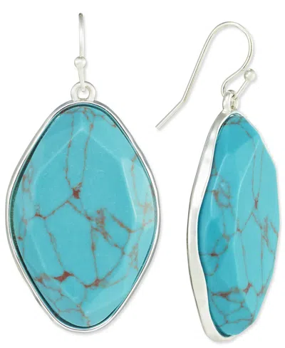 Style & Co Gold-tone Oval Color Stone Drop Earrings, Created For Macy's In Turq
