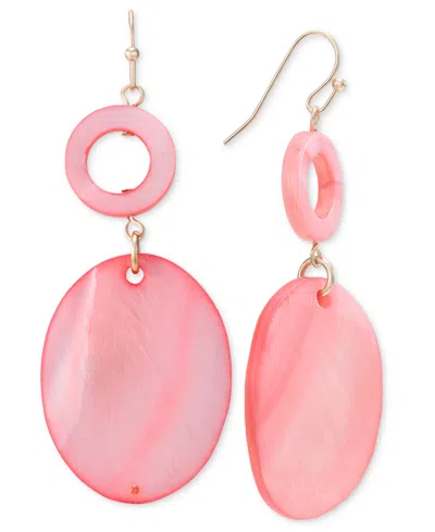 Style & Co Gold-tone Rivershell Statement Earrings, Created For Macy's In Coral