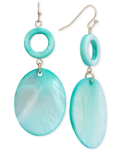 Style & Co Gold-tone Rivershell Statement Earrings, Created For Macy's In Green