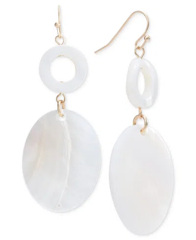 Style & Co Gold-tone Rivershell Statement Earrings, Created For Macy's In White